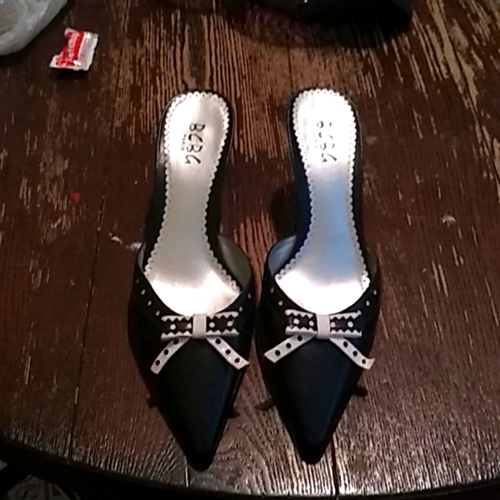 BCBG Paris black and polka dot heels